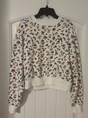 Vans White Floral Pullover Sweatshirt with Multicolor Blooms